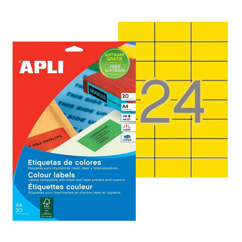 Apli gele etiketten 70 x 37 mm (480 stuks)