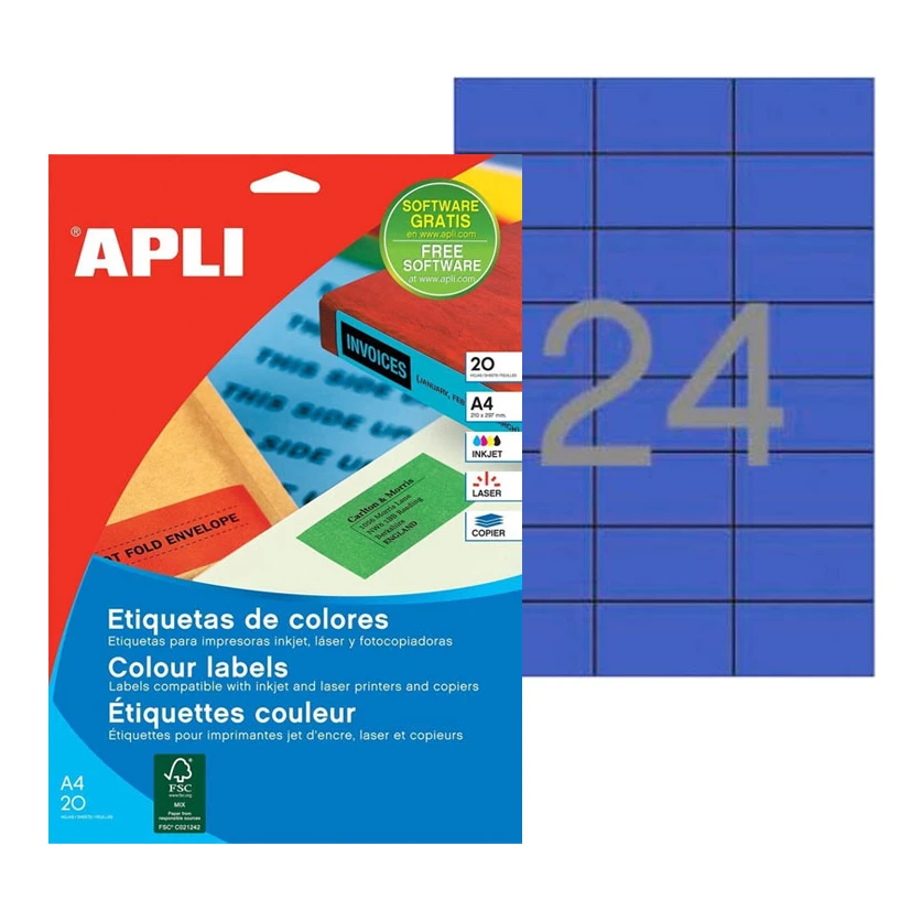Apli blauwe etiketten 70 x 37 mm (480 stuks)