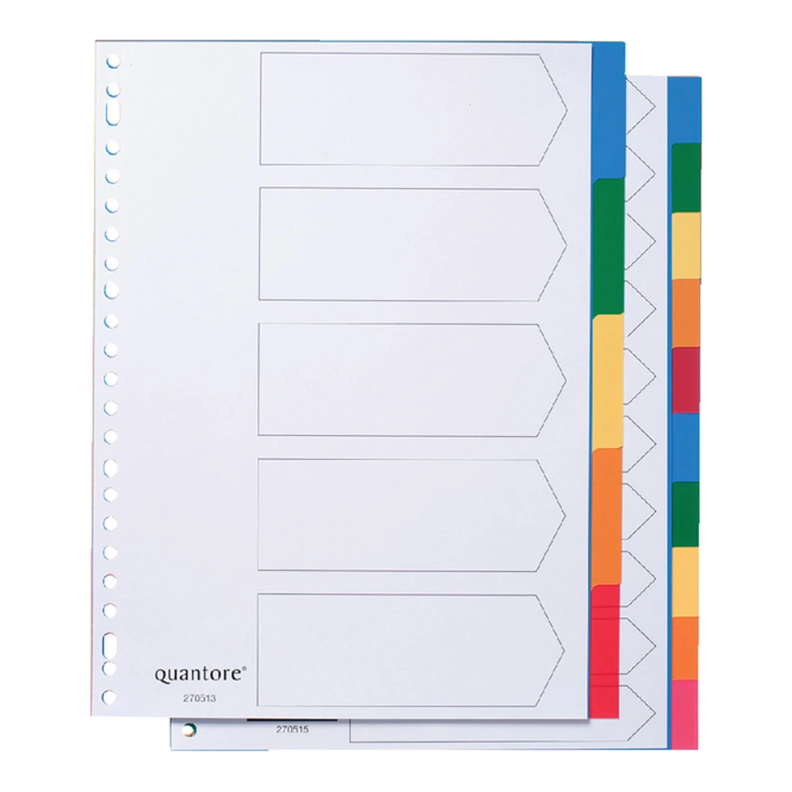 Quantore gekleurde plastic A4 tabbladen met 10 tabs en indexblad (23-gaats) (2 stuks)
