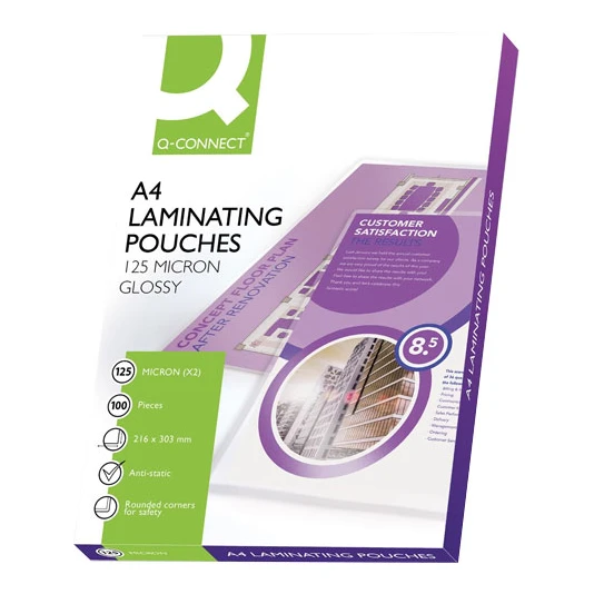 Q-connect glanzende A4 lamineerhoezen, 2 x 125 micron (100 stuks)