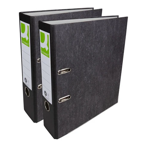 Q-connect A4 ordner, karton, rug van 8 cm, gewolkt zwart (2 stuks)