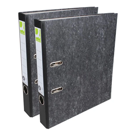 Q-connect A4 ordner, karton, rug van 5 cm, gewolkt zwart (2 stuks)