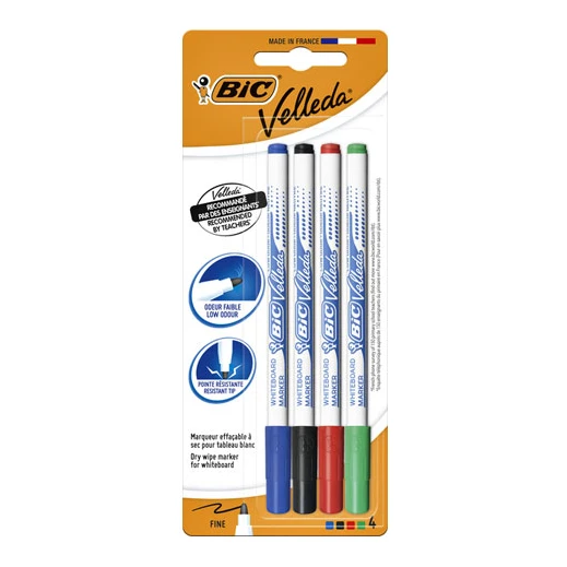 Set BIC Velleda whiteboardmarkers (zwart/blauw/rood/groen)