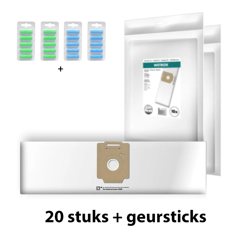 Wetrok Monovac (Comfort) / Durovac 6 series stofzuigerzakken 20 stuks + 20 geurstaafjes (eigen merk)