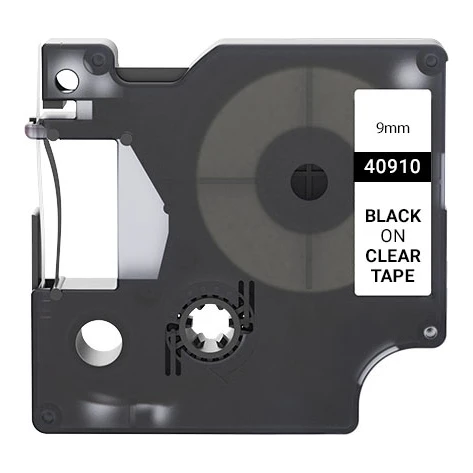 Huismerk Dymo 40910 (S0720670) tape zwart op transparant (9 mm)